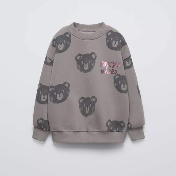 ZARA GLITTER PRINT SWEATSHIRT - Picture 2 of 10